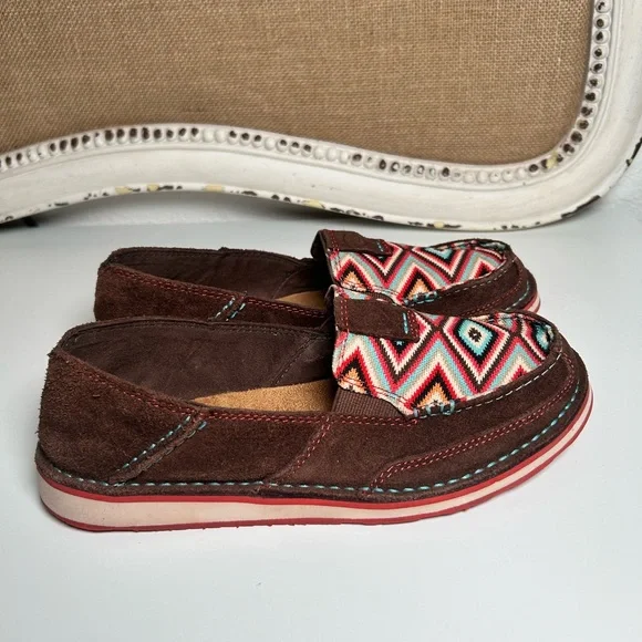 Ariat Women's Cruiser Palm Brown Suede Serape Mesh Slip On Shoes Loafers Sz 7.5 - Picture 9 of 16